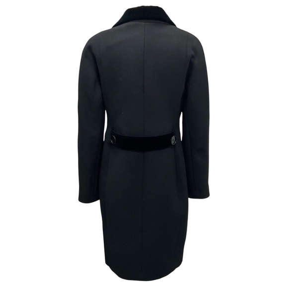BALENCIAGA BLACK DOUBLE BREASTED MID LENGTH COAT WITH VELVET COLLAR - Picture 3 of 5
